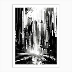 Metropolis Abstract Black And White 1 Art Print