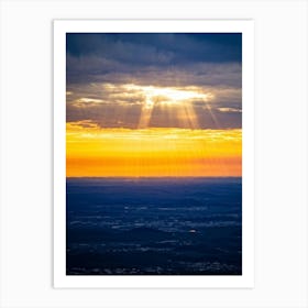 An Idyllic Sunset Unfolds In Heaven Where Beautiful Sun Rays Pierce Through The Clouds Creating A P (1) 2 Art Print