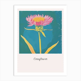 Cornflower 2 Square Flower Illustration Poster Art Print