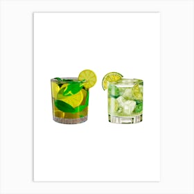 Two Drinks On A White Background Art Print