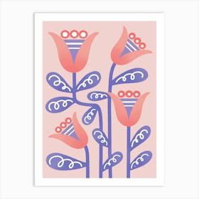 Folk Tulips Art Print