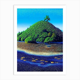 Turtle Island Fiji Pointillism Style Tropical Destination Art Print