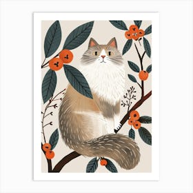 Norwegian Forest Cat Storybook Illustration 3 Art Print
