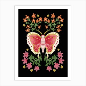 Butterfly Florals Flowers Art Print