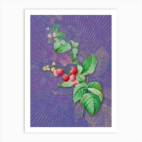 Vintage Red Berries Botanical Illustration on Veri Peri n.0498 Art Print