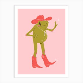 Howdy Partner | Pink Cowboy Frog Art Print