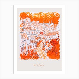 Matera Italy Orange Drawing Poster Art Print