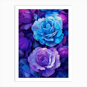 Blue And Purple Roses Art Print