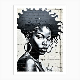 Vintage Graffiti Mural Of Beautiful Black Woman 149 Art Print