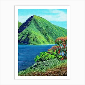 Ile De La Reunion France Pointillism Style Tropical Destination Art Print