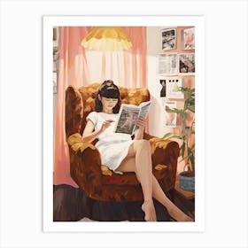 Girl Reading Fashion Magazines Art Print