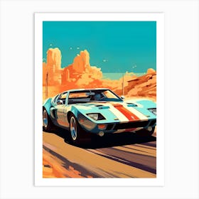 Ford Gt Retro Racing Car Art Print