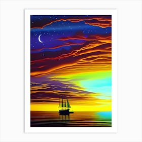 Sunset Sailboat Art Print