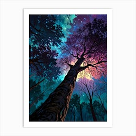 Night Sky With Stars In The Forest Art Print