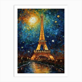 Eiffel Tower Paris France Vincent Van Gogh Style 11 Art Print