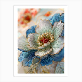 Embroidered Flowers 4 Art Print