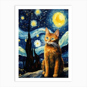 Starry Night Inspired Prints For Cat Lovers Print Art Print