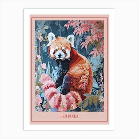 Floral Animal Painting Red Panda 2 Poster Art Print