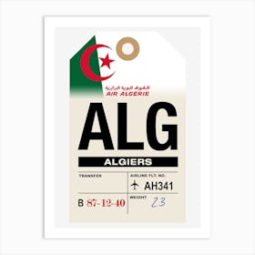 Algiers (ALG) Algeria Vintage Airline Luggage Tag Art Print