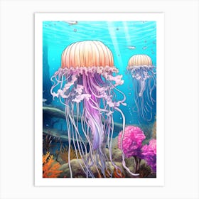 Lions Mane Jellyfish Illustration 3 Art Print