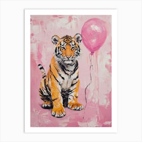 Cute Bengal Tiger 1 With Balloon Art Print