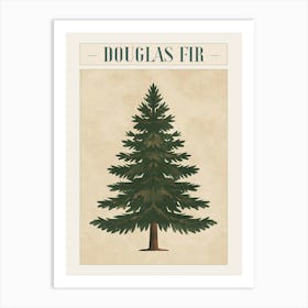 Douglas Fir Tree Minimal Japandi Illustration 4 Poster Art Print