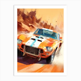 Race Car Driving In The Desert Retro Racing Car Art Print