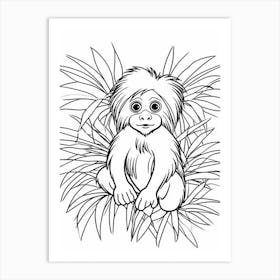 Line Art Jungle Animal Golden Lion Tamarin 1 Art Print