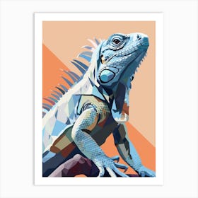 Pastel Blue Mexican Spiny Tailed Iguana Abstract Modern Illustration 4 Art Print
