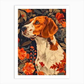 Beagle Inspired by William Morris Art Print