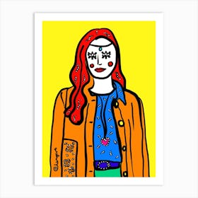 Girl With long Red Hair Art Print