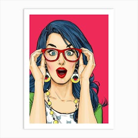 Pop Art Happy Sunglasses Girl Art Print