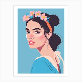 Portrait Of A Woman With Flowers 25 Art Print