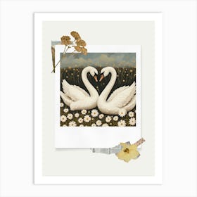 Scrapbook Swans Fairycore Painting 2 Art Print