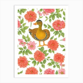 Duck William Morris Style Bird Art Print