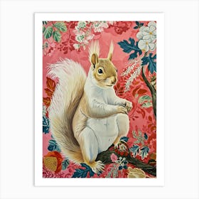 Floral Animal Painting Squirrel 1 Art Print