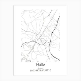 Halle,Belgium Minimalist Map Art Print