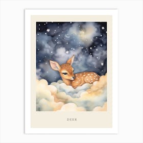 Baby Deer 7 Sleeping In The Clouds Nursery Poster Art Print