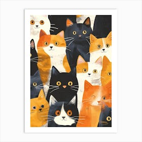 Repeatable Artwork With Cute Cat Faces 6 Art Print