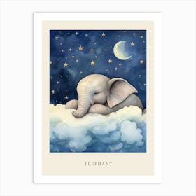 Baby Elephant 4 Sleeping In The Clouds Nursery Poster Art Print