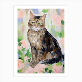 A Kurilian Bobtail Cat Painting, Impressionist Painting 3 Art Print