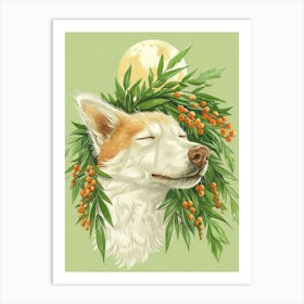 Dog With Berries Art Print