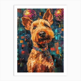 Terrier With Disco Ball 3 Art Print