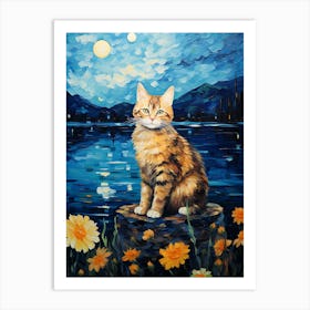 Cat Sunflowers 2 Art Print