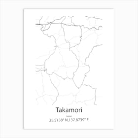 Takamori,Japan Minimalist Map Art Print