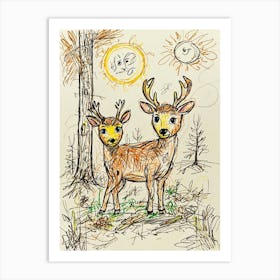 Deer In The Woods 1 Art Print