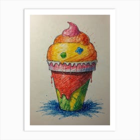 Cupcake With Icing Art Print