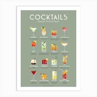 Essential Cocktails Guide Art Print