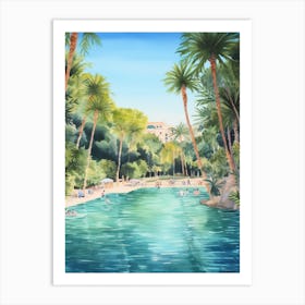 Swimming In Marbella Spain Watercolour Art Print