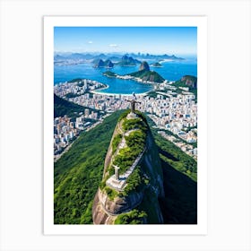 Aerial View Of Rio De Janeiro Capturing Cristo Redentor Christ The Redeemer Statue On Corcovado Mo (1) Art Print